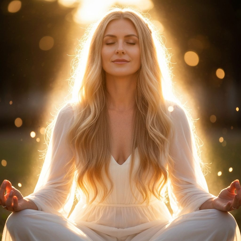 Energy healing session with golden aura